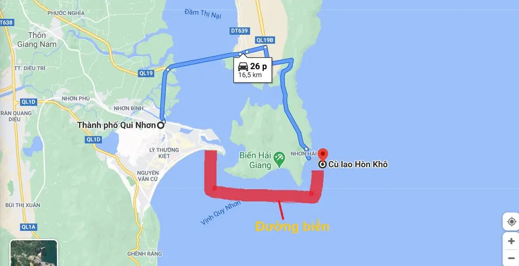 Di chuyển tới Hòn Khô Quy Nhơn